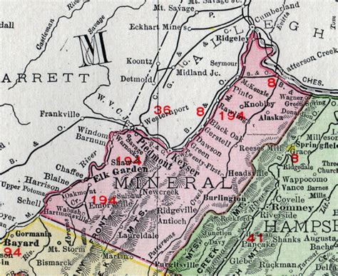 Mineral County West Virginia 1911 Map By Rand Mcnally Keyser