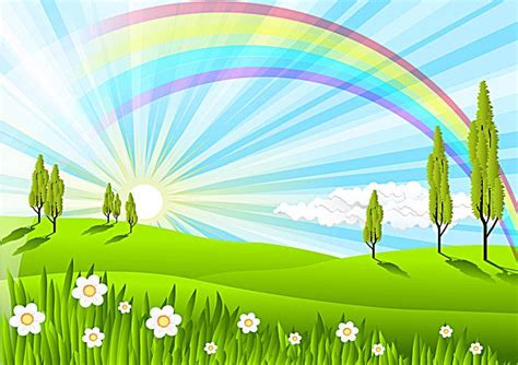 Cartoon Sun Rainbow Background Rainbow Background Nature Artwork