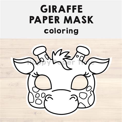 Giraffe Paper Mask Printable African Animal Coloring Craft Activity