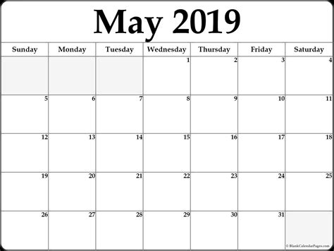 May 2019 Calendar Printable Template Site Provides Calendarmay 2019