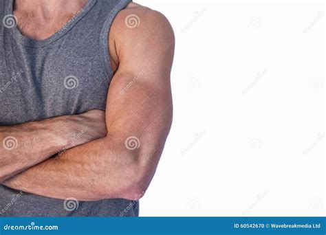 Muscular Man With Arms Crossed Stock Photo Image Of Caucasian