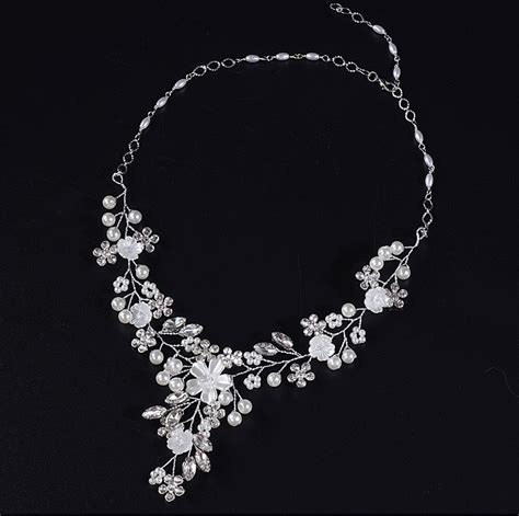 Brautmode 2023 Hochzeit Strass Blumen Perlen Halskette Mit Ohrringe