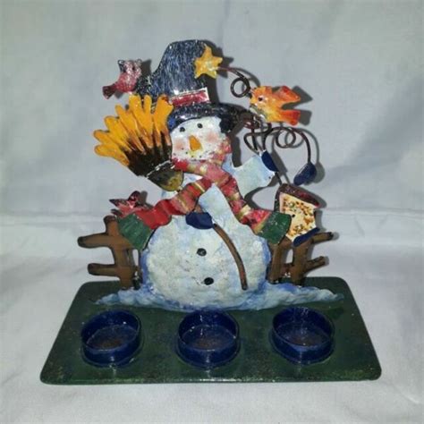 Snowman Candle Holder Christmas Holiday Winter For Sale Online Ebay