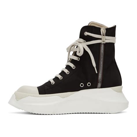 Rick Owens Drkshdw Black And White Abstract High Top Sneakers Rick