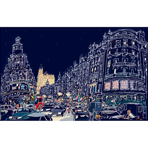 Madrid Gran V A De Noche Jorge Arranz Dibujante Cuadros De Ciudades