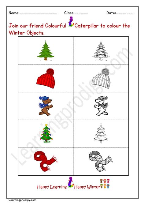Free Downloadable Colouring Winter Objects Sheet For Kindergarten Kids