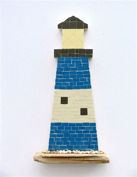 Blue And Cream Lighthouse Mosaic Wall Art By Rana Cullimore
