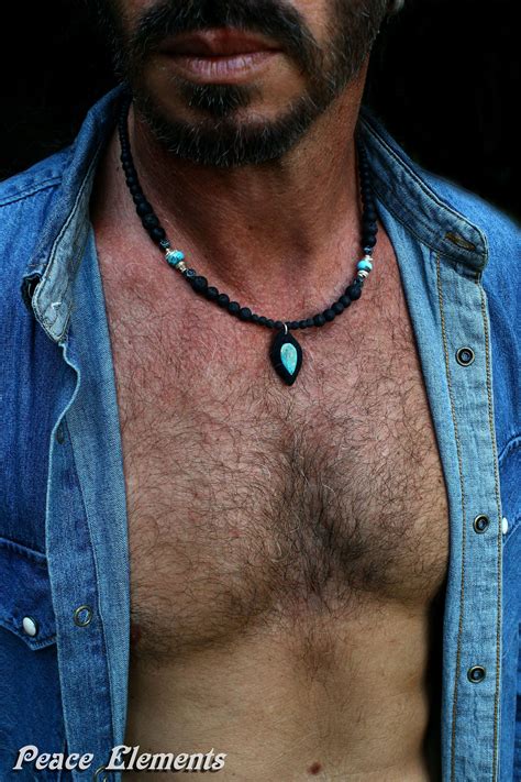 Bohemian Necklace Black And Turquoise Mens Jewelry Turquoise