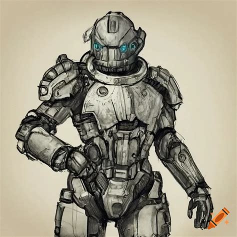 Sketch Of A Futuristic Power Armor Design On Craiyon