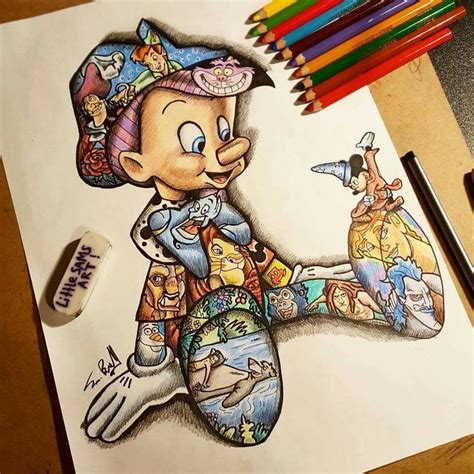 Pinocchio Fan Art Cool Cartoon Drawings Disney Art Drawings Drawing