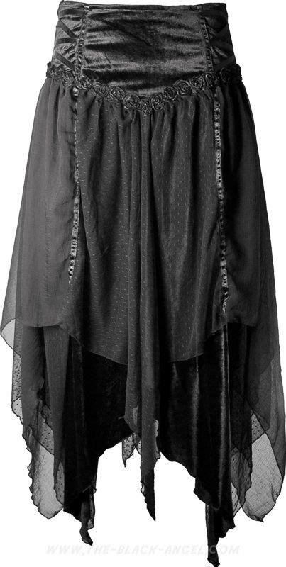 Long Gothic Skirt By Sinister Black Velvet With Several Layers Of