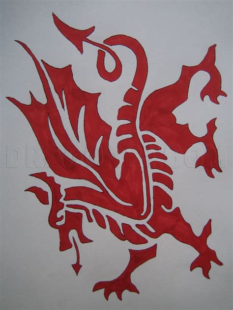 How To Draw The Welsh Dragon Step By Step Drawing Guide By
