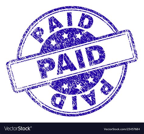 Scratched Textured Paid Stamp Seal Royalty Free Vector Image