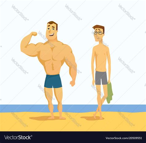 Strong And Weak Men Cartoon People Character Vector Image