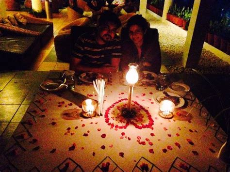 Time to wine and dine. Candle light dinner at our anniversary - Picture of ...