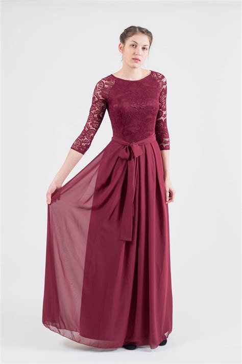 Bridesmaid Dresses With Sleeves Burgundy Iran6966134364