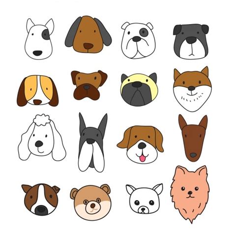 Free Vector Different Dog Faces Collection