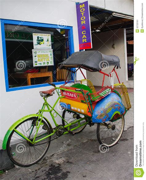 Some ojek, taxi bicycle, waiting passenger in front of jakarta kota railway station. Cyclo rickshaw editorial photo. Image of carriage, visit ...