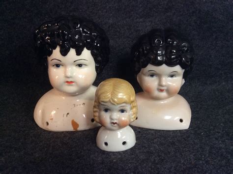 Reserved For Elizabeth Vintage Porcelain Doll Headsbust E552