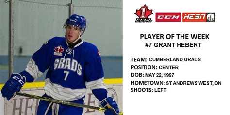 Grads Grant Hebert Named Ccmhesn Player Of The Week Cchl Central