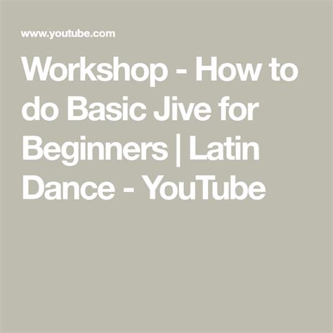 Workshop How To Do Basic Jive For Beginners Latin Dance Jive