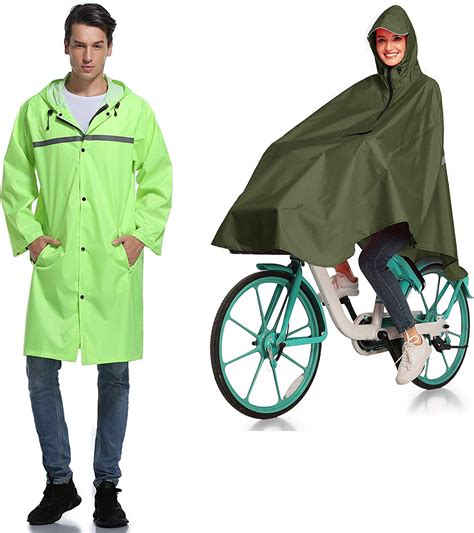1 Waterproof Bicycle Rain Poncho With 1 Long Rain Jacket