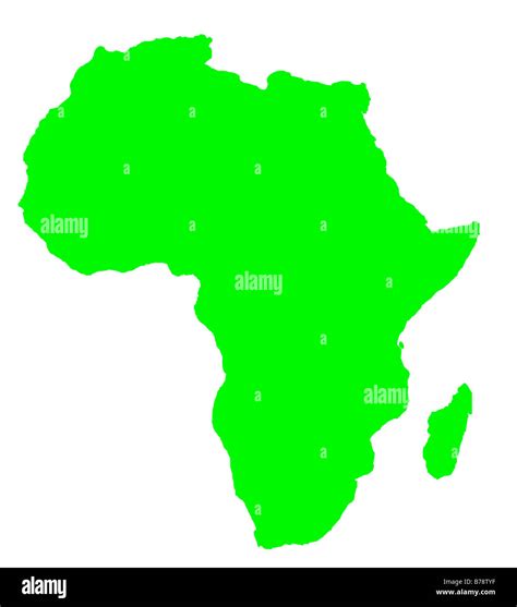 Outline Map Of Africa Continent In Green Isolated On White Background