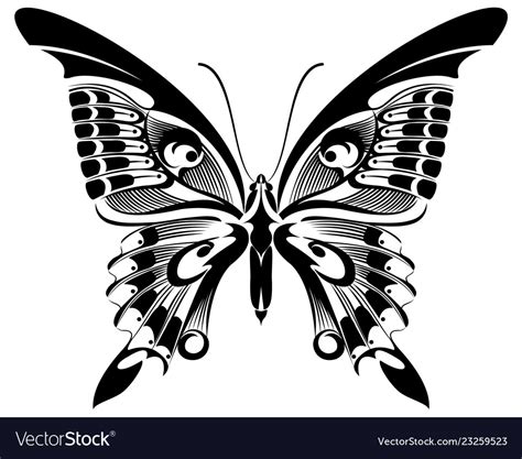 Butterfly Black White Silhouette Design Royalty Free Vector