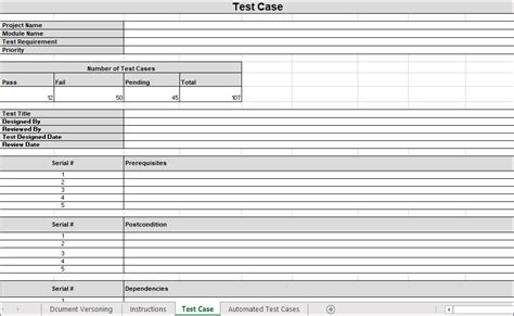 Test Case Template Excel Download Test Case Sample Project