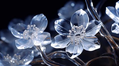 Premium Ai Image Crystal Flowers