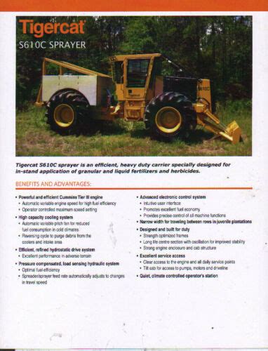 Tigercat Logging Timber Forestry S610C Sprayer Brochure Leaflet EBay