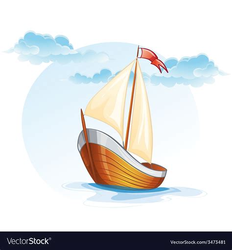 Cartoon Image Of A Wooden Sailing Boat Royalty Free Vector