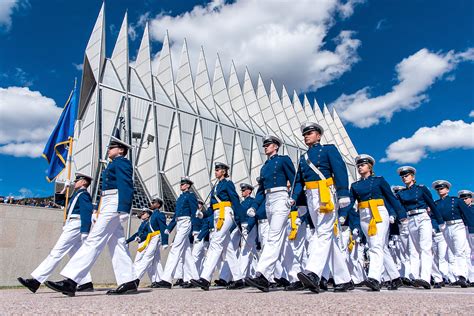 Air Force Cadets March In Formation During The Founders Day Parade At