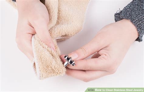 Soak the stainless jewelry in a bowl containing a mixture of mild soap and warm water and let sit for a few minutes. 3 Ways to Clean Stainless Steel Jewelry - wikiHow
