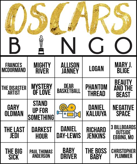 Free Printable Oscars Bingo Cards For The Big Night Play Party Plan