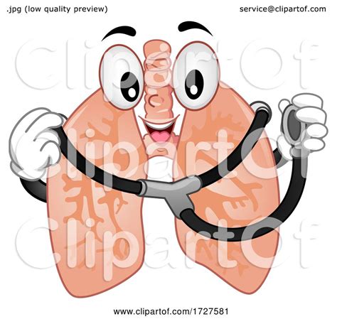 Mascot Lungs Hold Stethoscope Illustration By BNP Design Studio 1727581