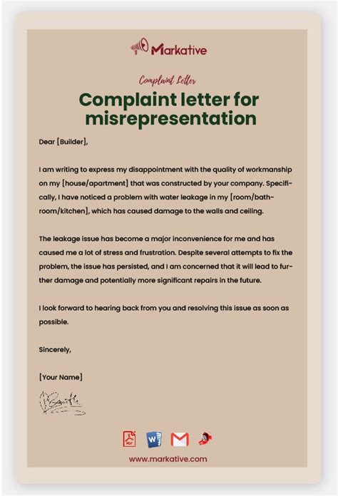 best complaint letter for misrepresentation [5 templates] markative