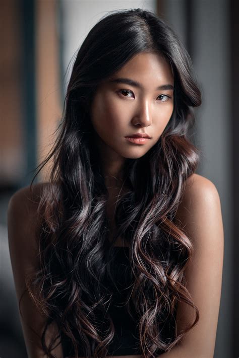 Mikhail Mikhailov Asian Women Model Brunette Long Hair Wavy Hair