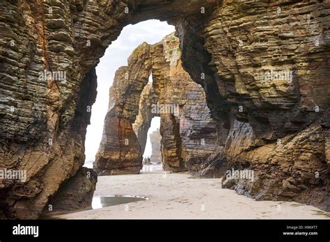 Beach Of The Cathedrals Praia As Catedrais Ribadeo Spain Stock Photo