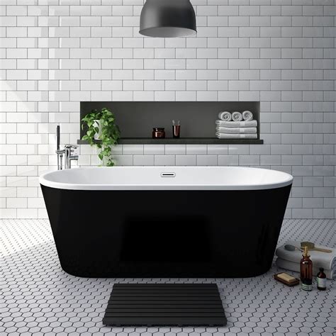 Brooklyn Black 1690 X 790mm Double Ended Freestanding Bath At Victorian Plumbing Uk Free