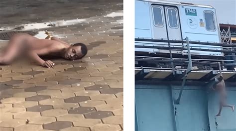 Bronx Station Shocking Video Naked Man Falling Tracks