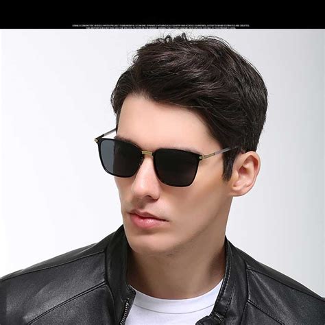 Men Fashion Uv400 Square Frame Polarized Sunglasses Gold And Black Dark Green
