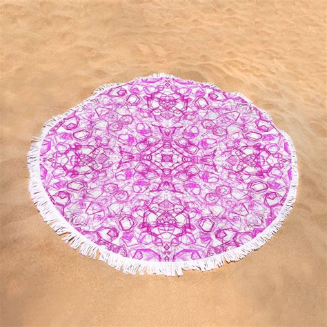Pink Grunge Mandala Round Beach Towel For Sale By Sharalee Art Pink