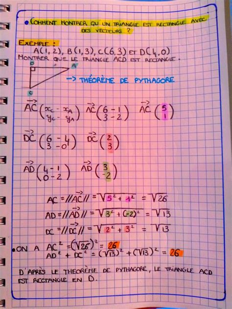 Comment Montrer Quun Triangle Est Rectangle Avec Des Vecteurs Leçon De Maths Conseils De