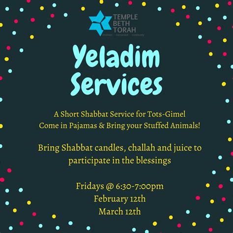Yeladim Services Temple Beth Torah Conservative Synagogue In