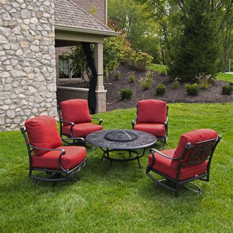 .chimineas fire columns fire pits fire tables ground fire rings outdoor fireplaces outdoor furniture collections patio chair and ottoman sets patio conversation sets patio firepit dining sets patio firepit sets patio lounge. St. Augustine Fire Pit Set Patio Furniture by Hanamint ...