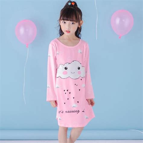 Girl Home Clothes 2 12y New 2018 Autumn And Spring Style Girl Nightgowns