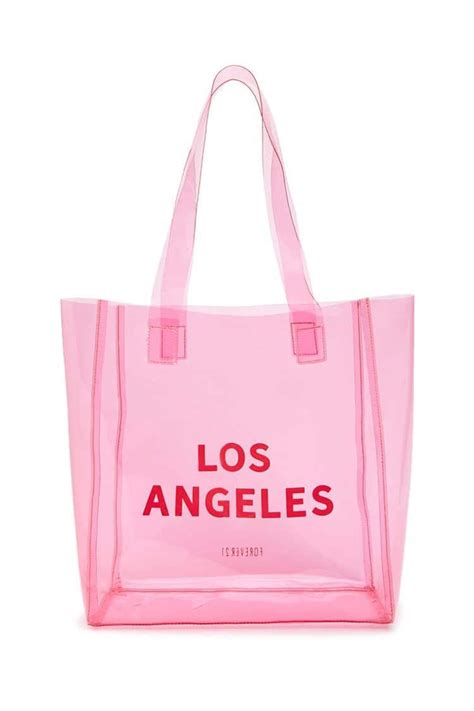 Los Angeles Pink Clear Tote Bag In 2020 With Images Plastic Handbag