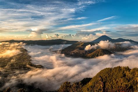 Nature Landscape The Volcano Bromo Clouds Bromo Tengger Semeru