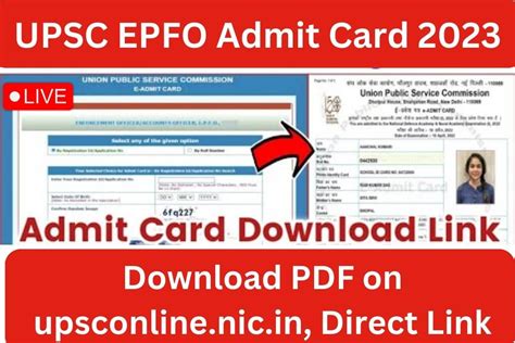Upsc Epfo Admit Card Download Pdf On Upsconline Nic In Direct Link